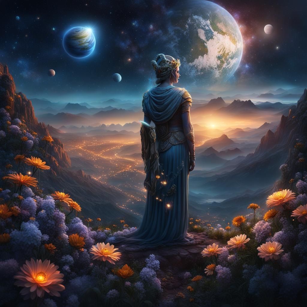 Athena on a Starry Mountain: Digital Matte Painting