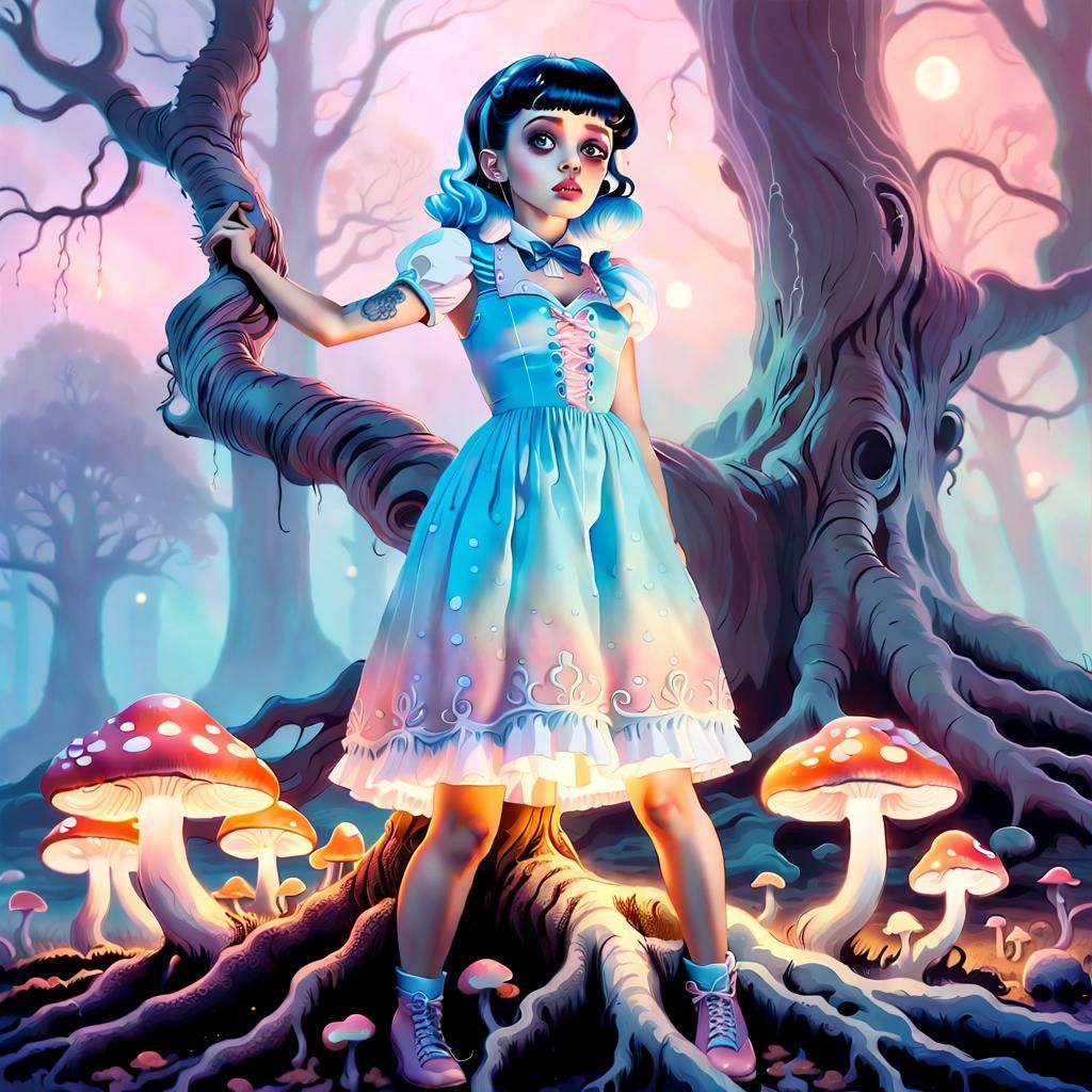 Melanie Martinez in Ethereal Fantasy Landscape