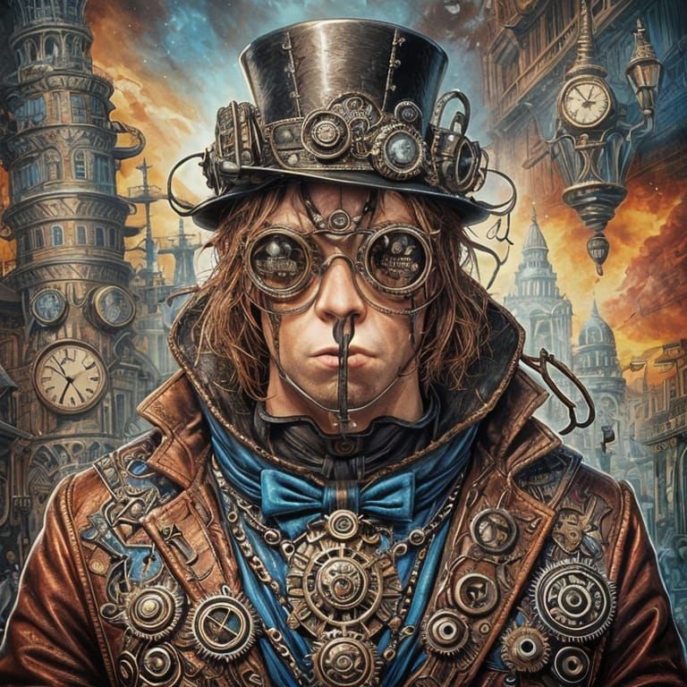 Steampunk Magician in Comic Book Style