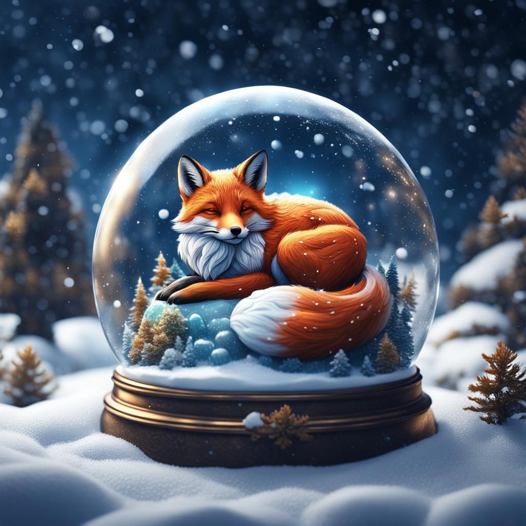 Snow Fox Sleeps: Detailed Matte Painting