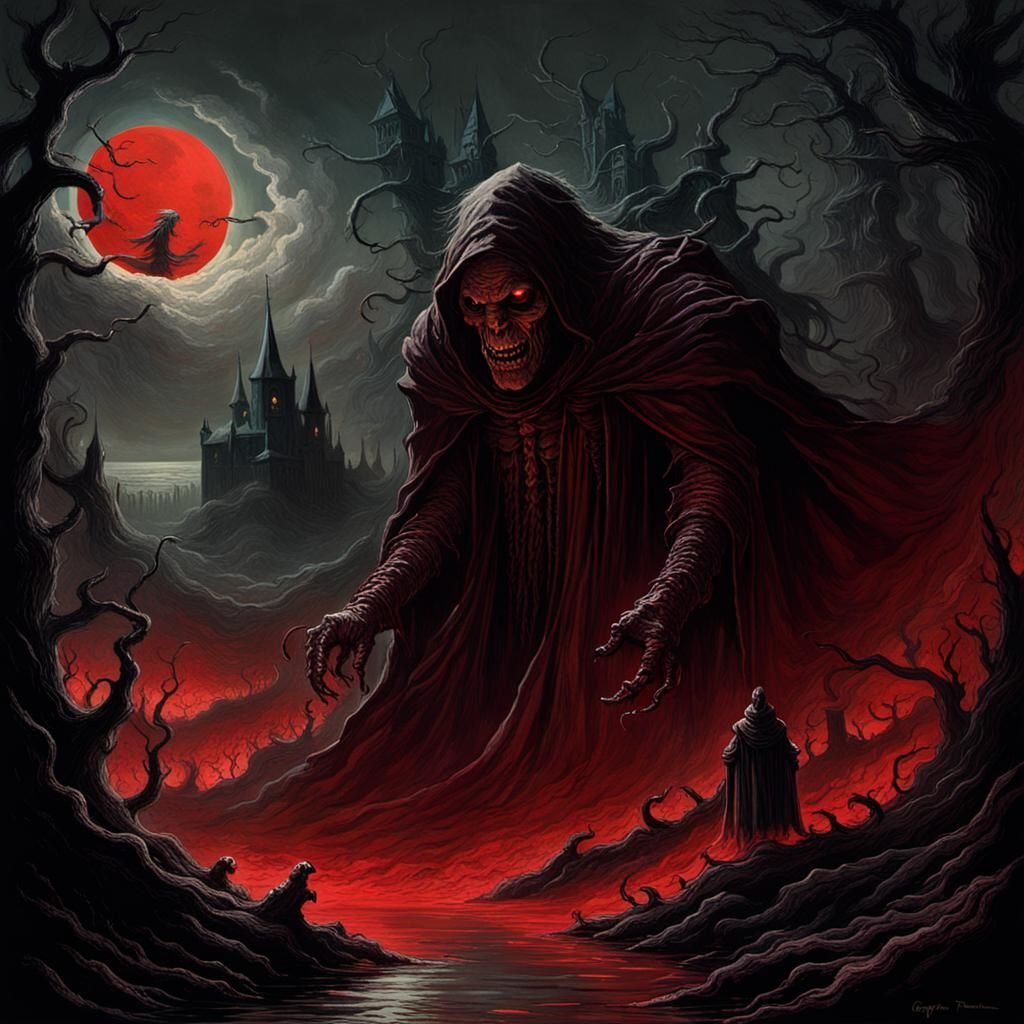 Dark Red Nightmare in Horror Style