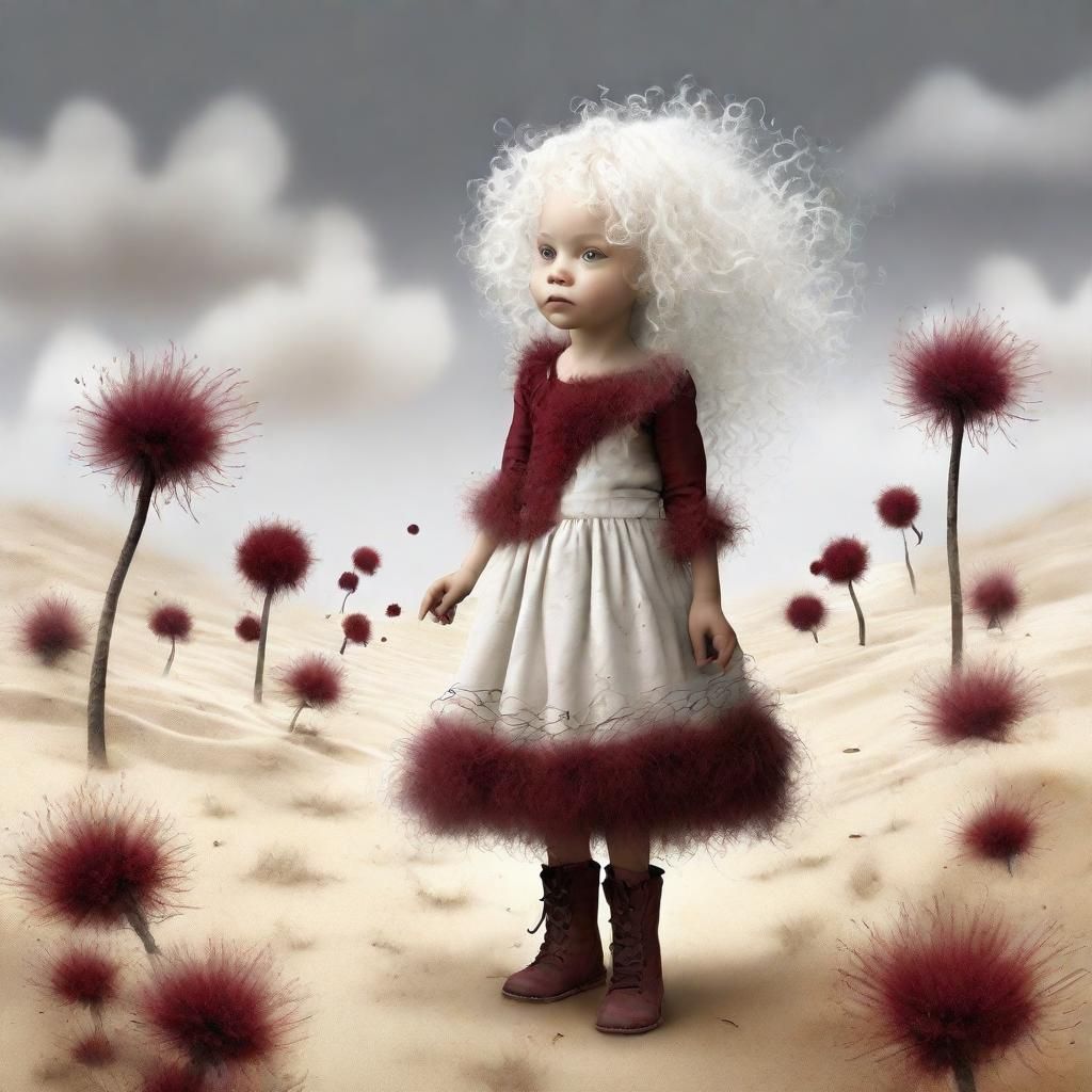 little sural girl in alieën landscape