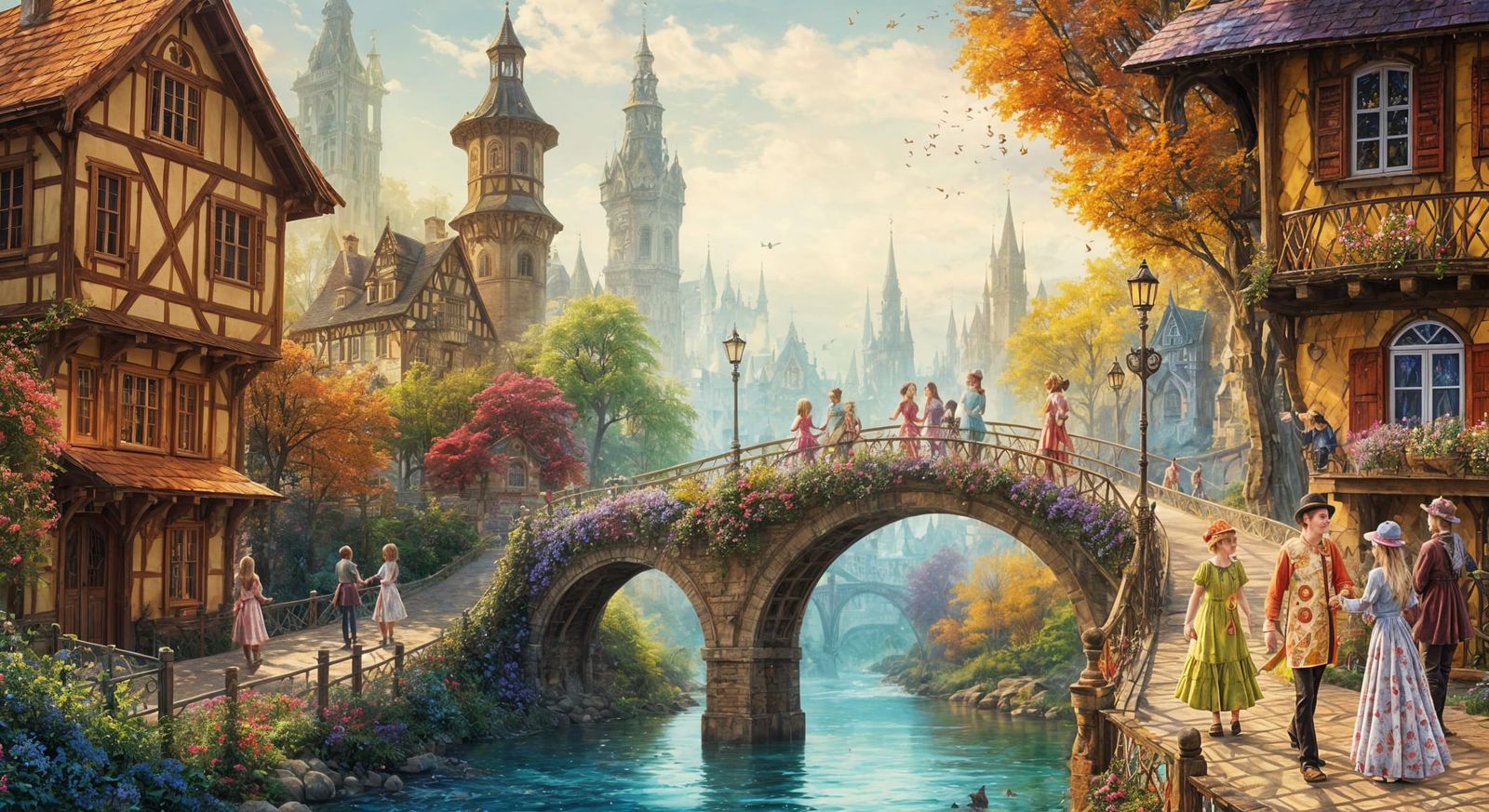 Colorful Fairy Tale Houses in Ethereal Light