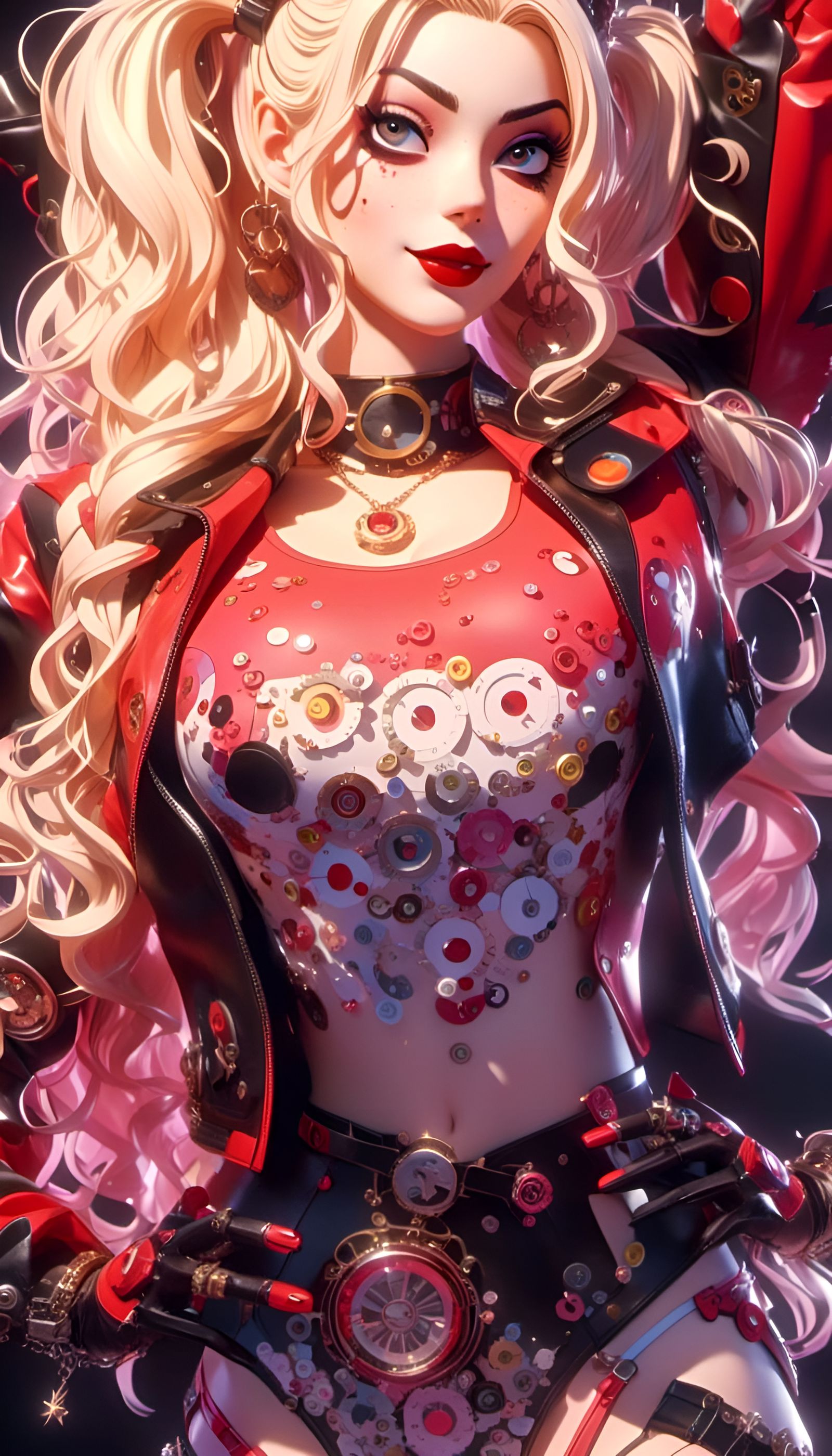 Harley Quinn as Cyborg in Hyperrealistic Style