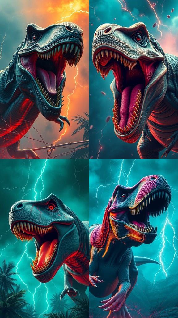 Massive T-Rex Roaring in Cosmic Thunderstorm