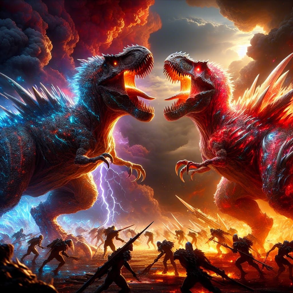 Epic T-Rex Battle: Darkness vs. Light