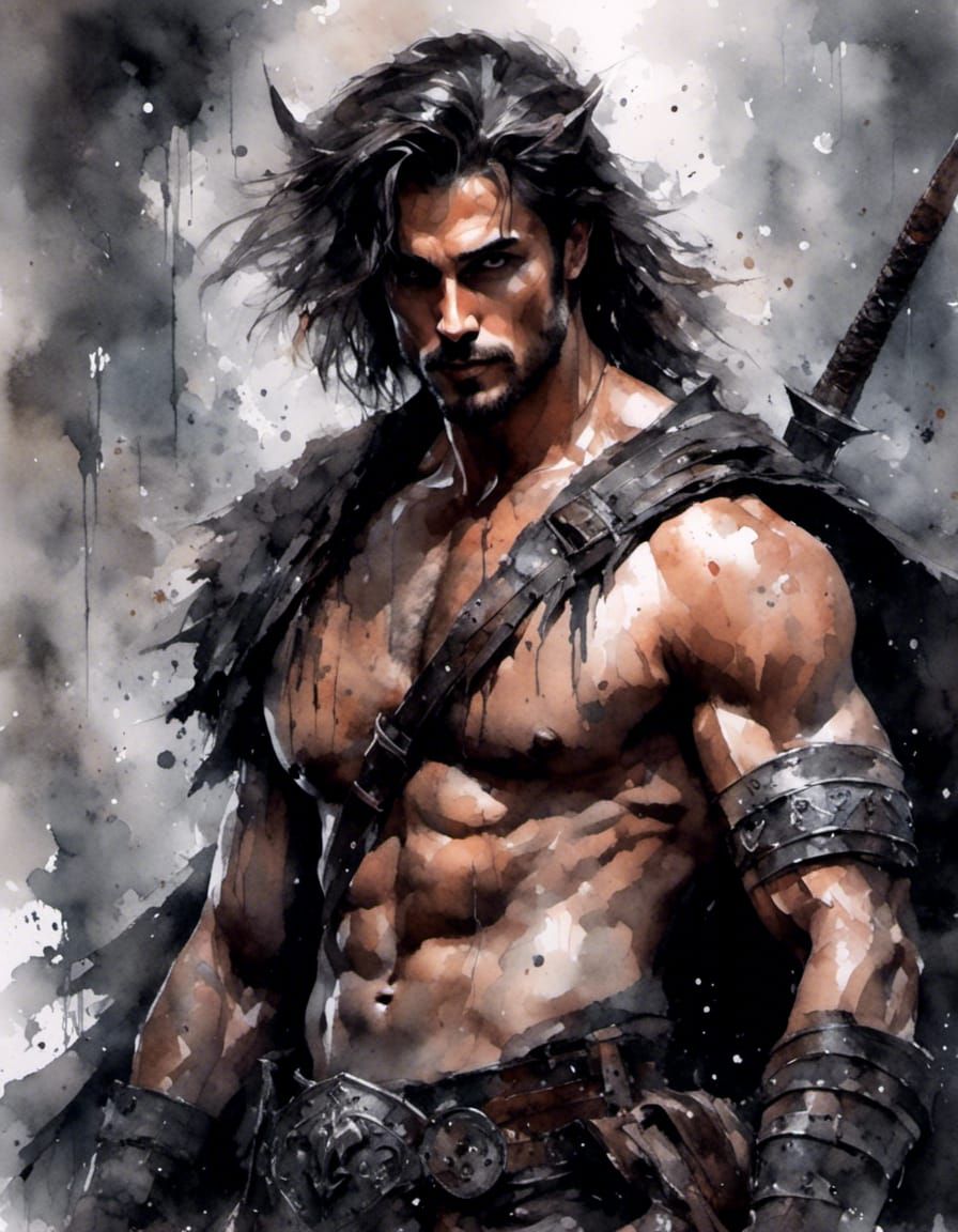 Macabre Dark Fantasy Portrait of a Brunette Warrior