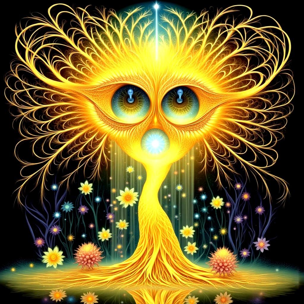 Ethereal Golden Ray Burst in Vibrant Mandalas