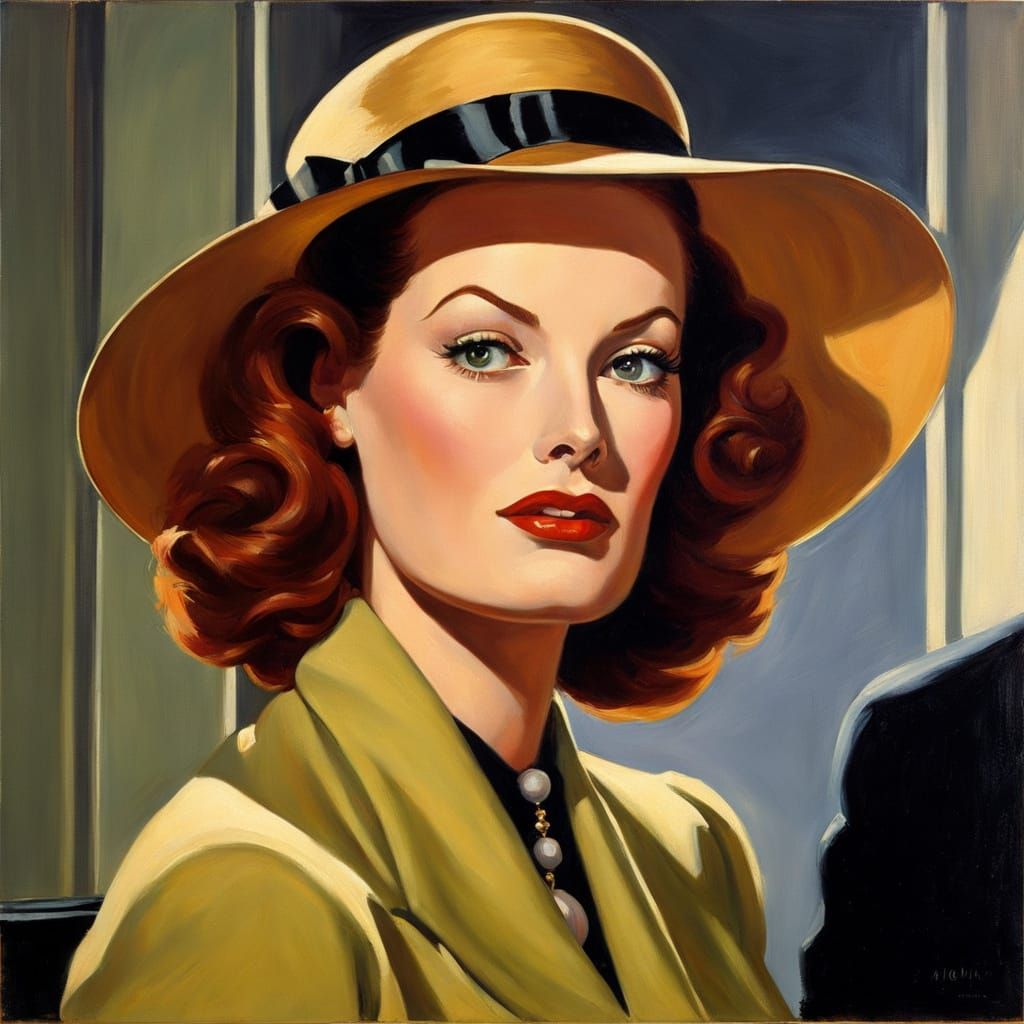 Film Noir Femme Fatale Maureen O'Hara Portrait