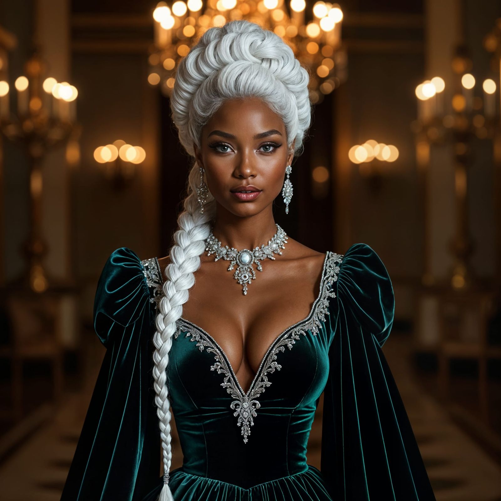 Emerald Velvet: A Gothic Portrait in Hyperrealism