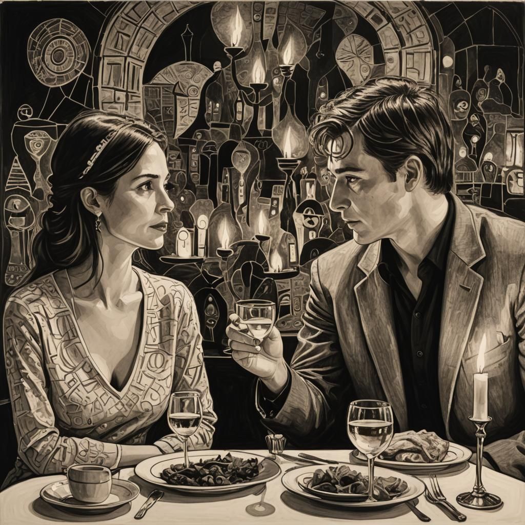 Romantic Candlelit Dinner in Art Brut Style