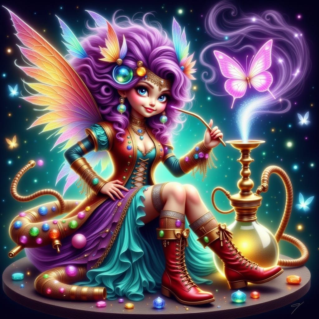Whimsical Pirate Pixie in a Kaleidoscope of Colors