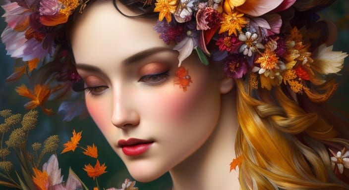 Autumn Fairy Portrait in Hyperdetailed Digital Art
