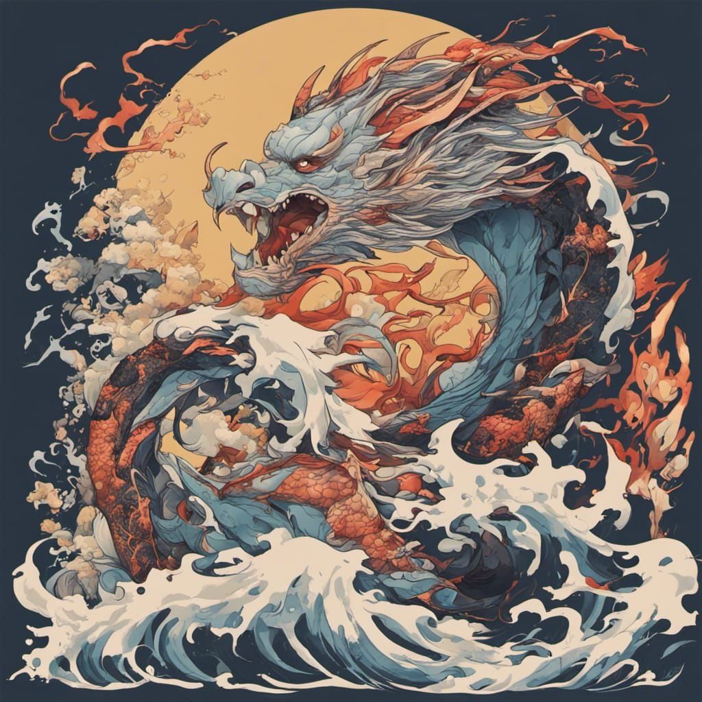 The dragon of the seas hokusai