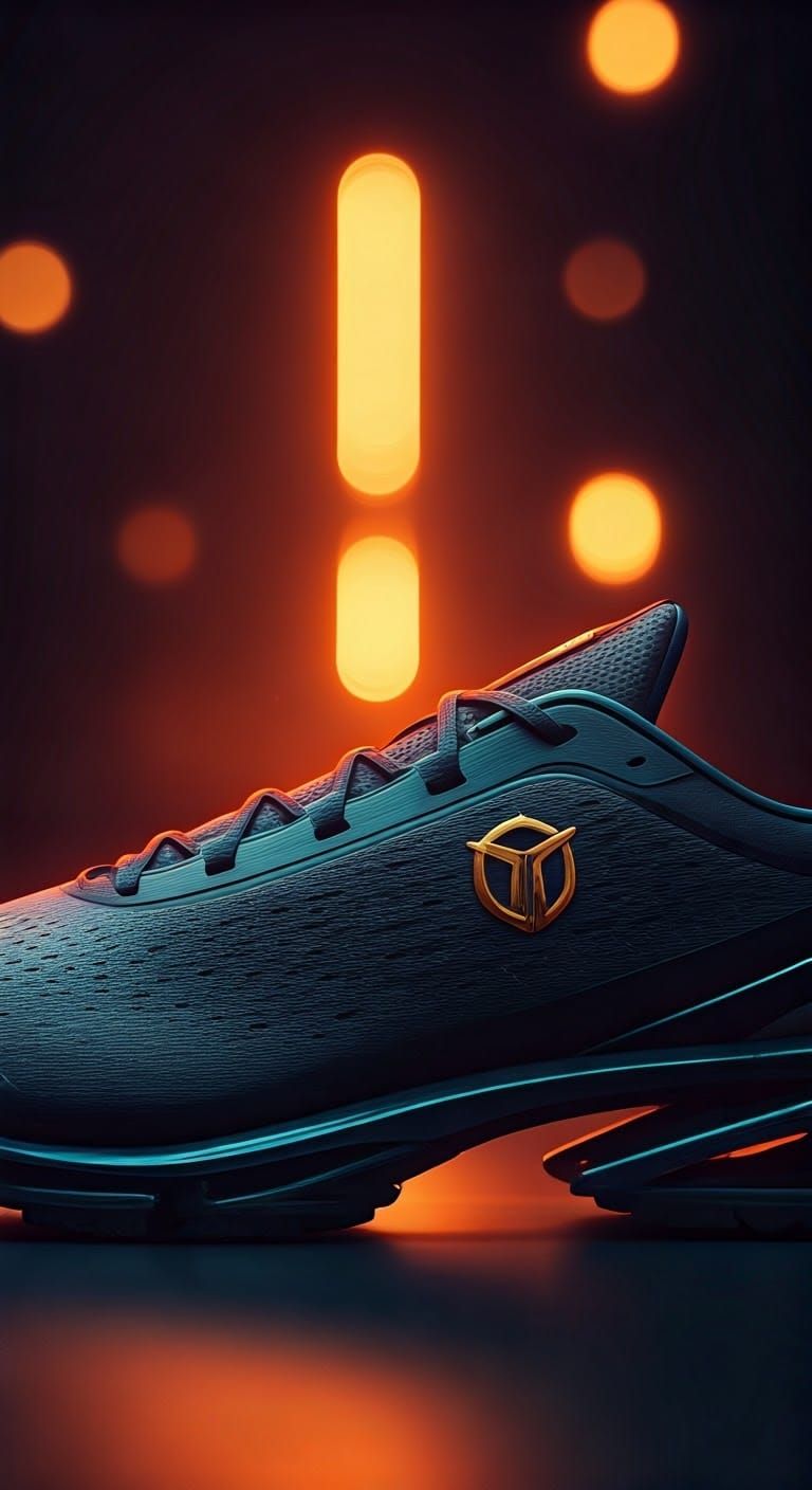 Futuristic Running Shoes with Golden Logos