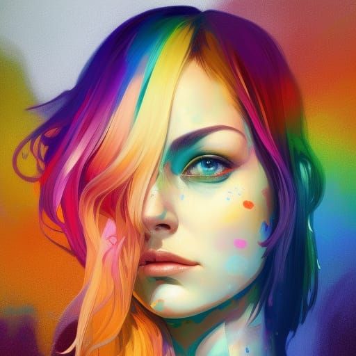 Rainbow Bi Heart Portrait in Dynamic Lighting