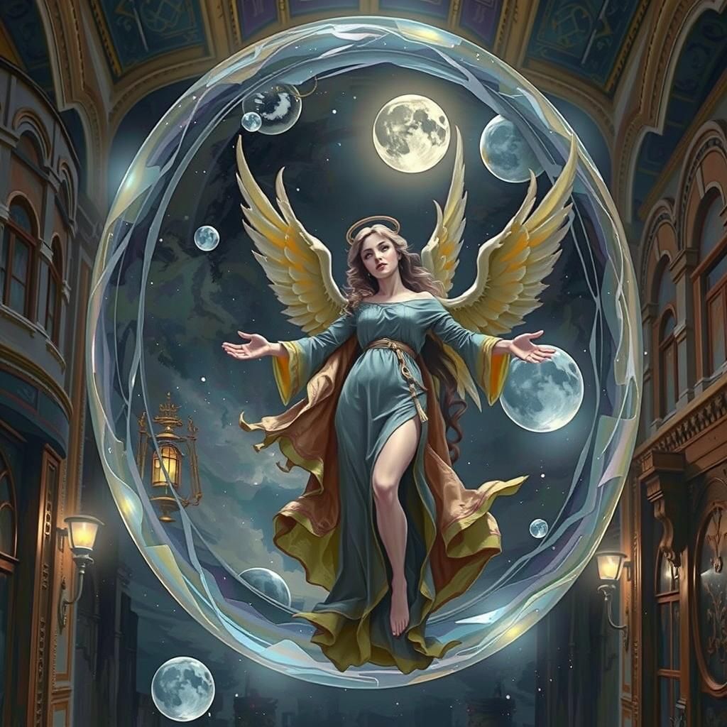 Multi-Dimensional Angel in Crystal Sphere, Graffiti Art
