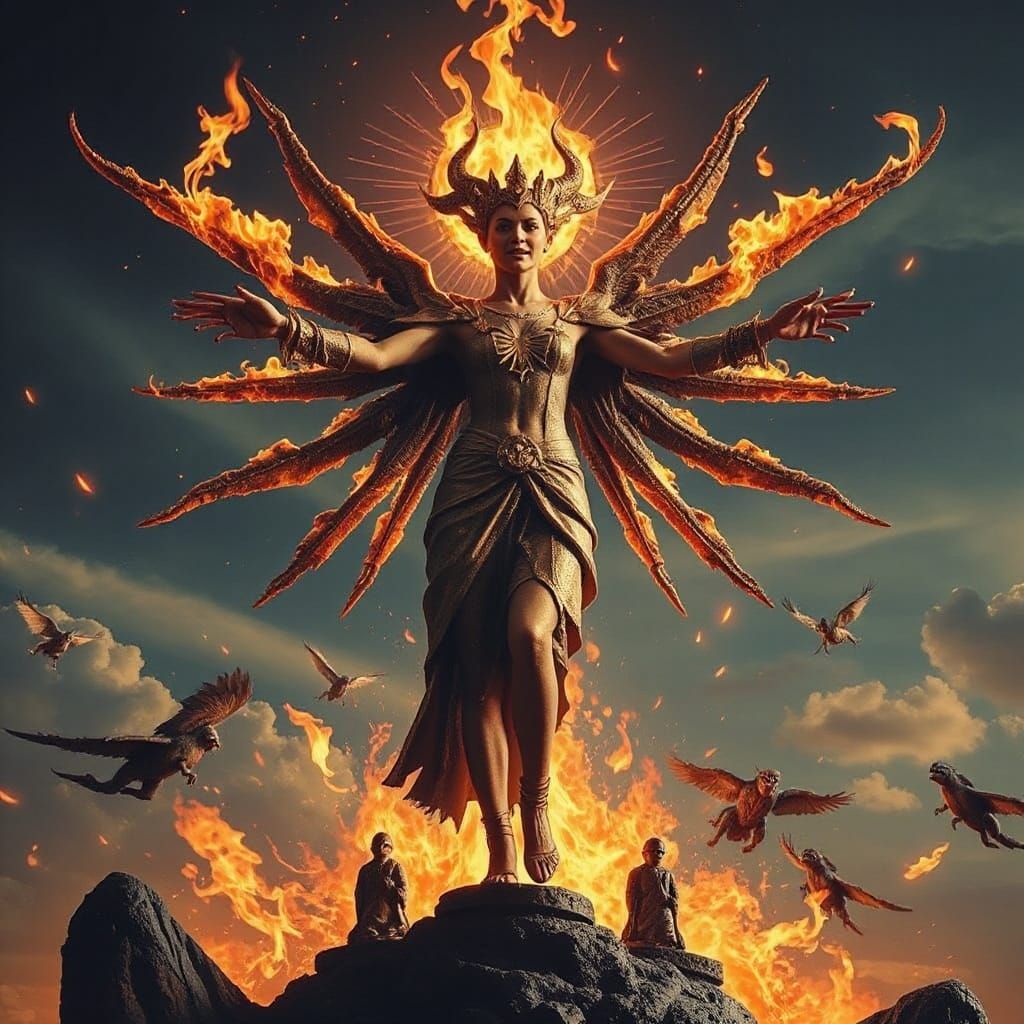 Flaming Goddess Controls Apocalyptic Sky
