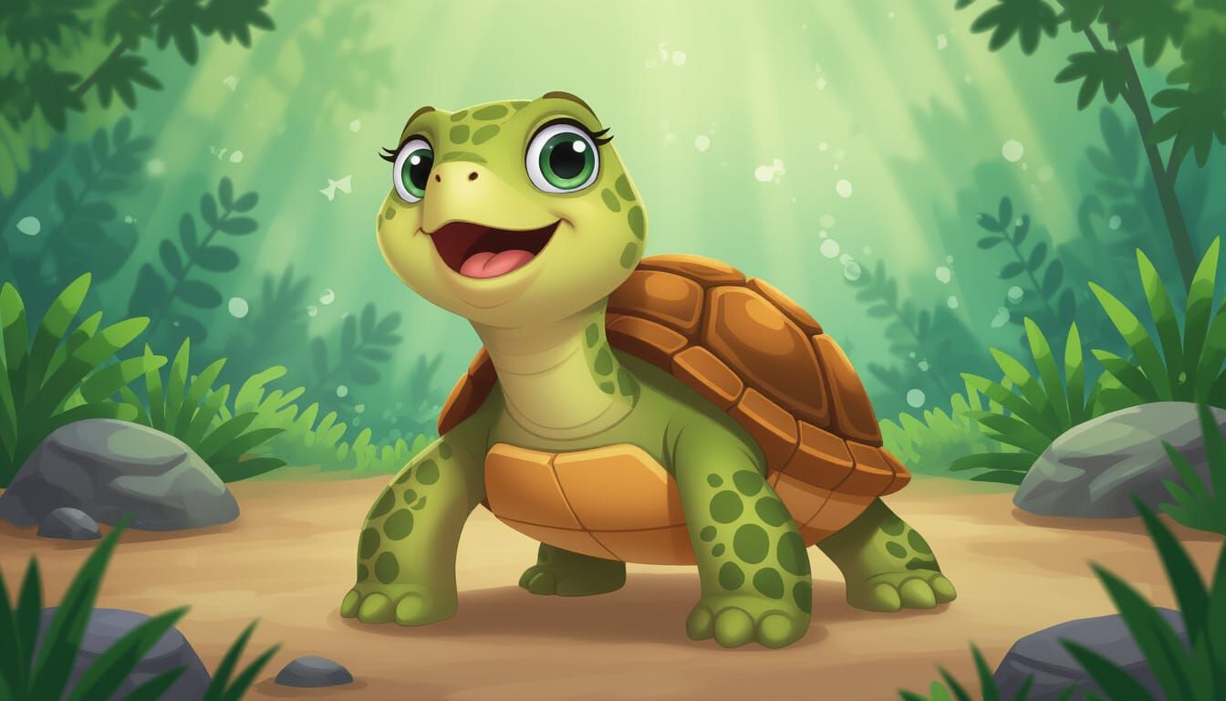 Cartoon Realistic Singing Turtle: A Whimsical Rendition