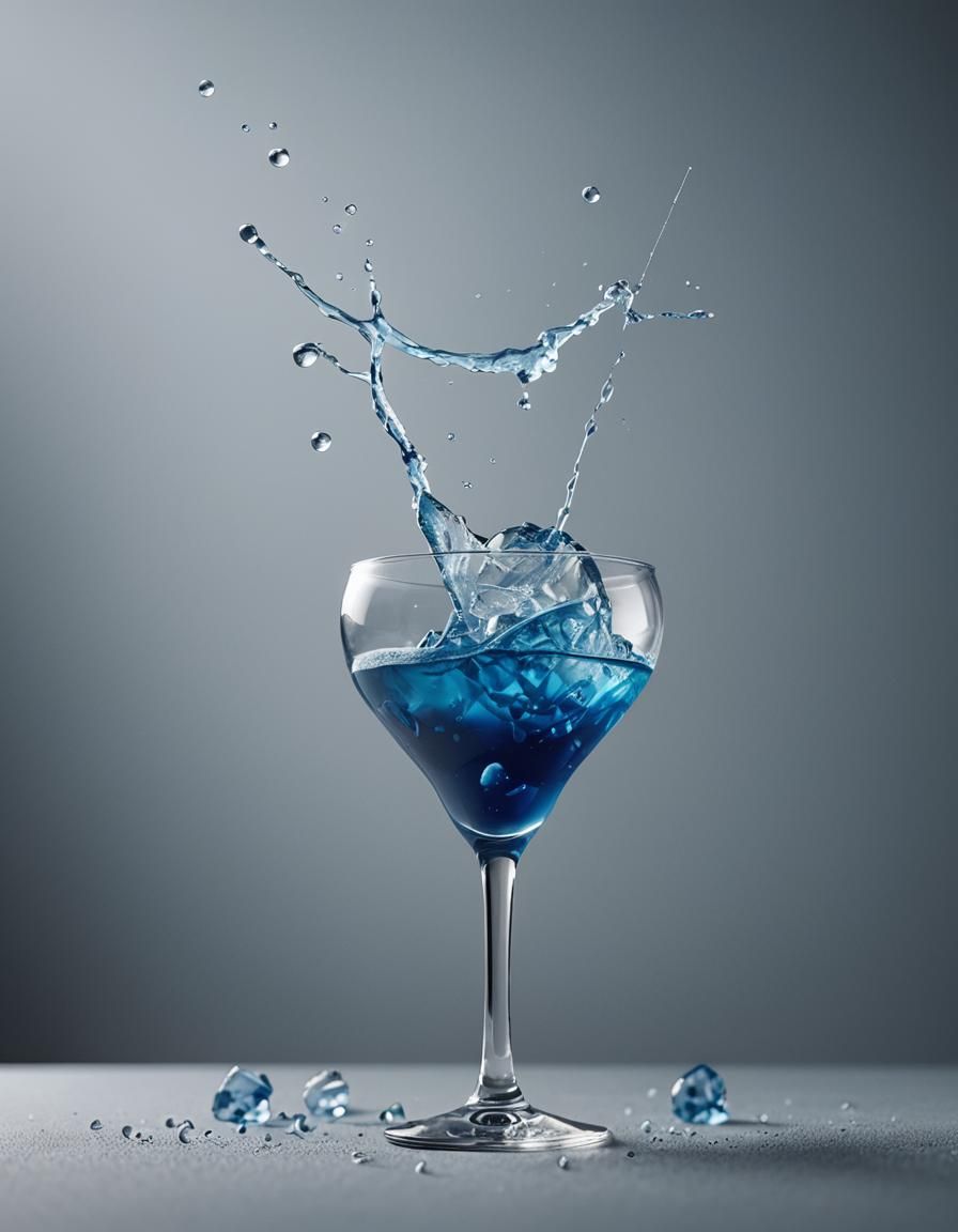 Blue Monochromatic Cocktail with Volumetric Lighting