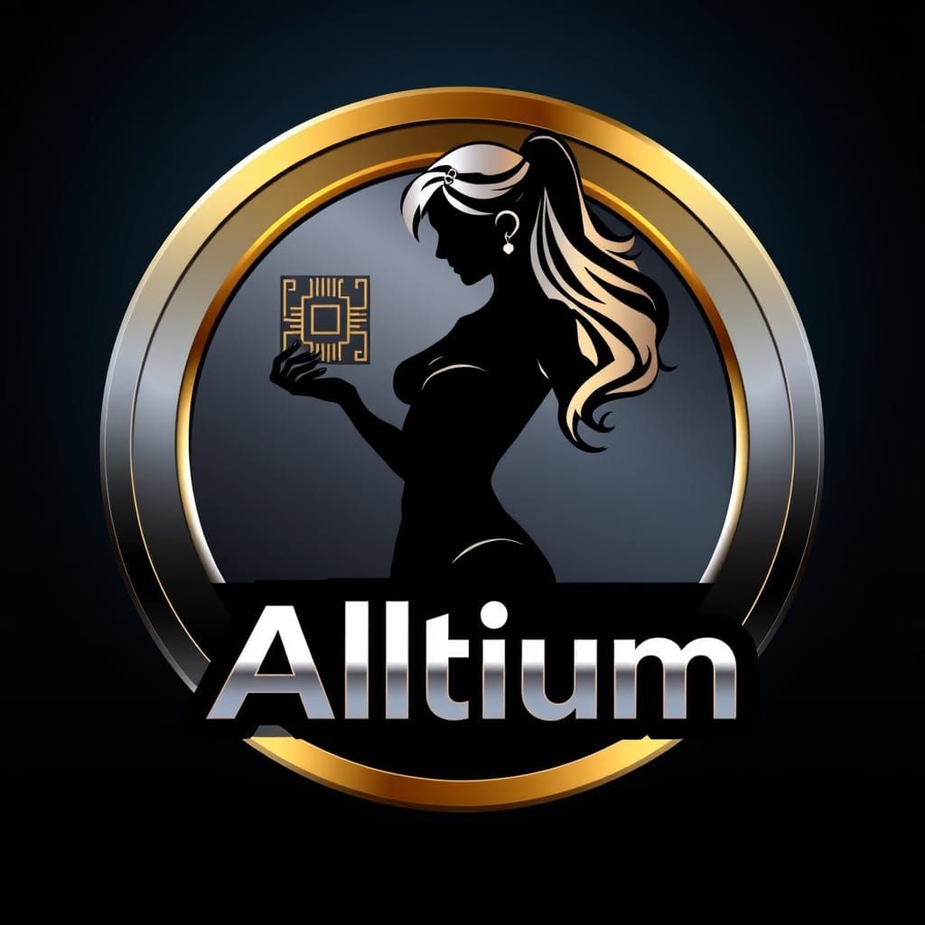 Alltium: Futuristic Tech Emblem in Metallic Gold and Silver