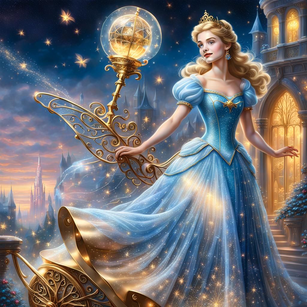 Cinderella in Glass Dress, Hyperdetailed Fantasy Art