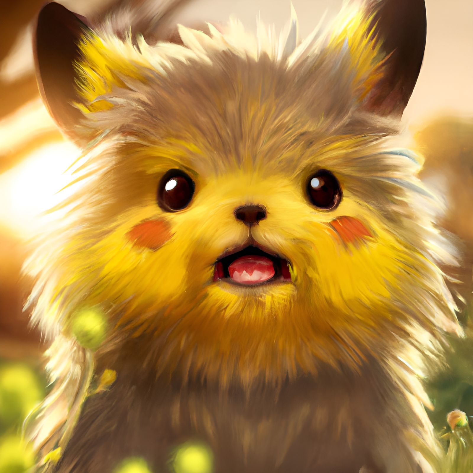 Adorable Pikachu Chewbacca Mashup, Detailed Digital Illustra...
