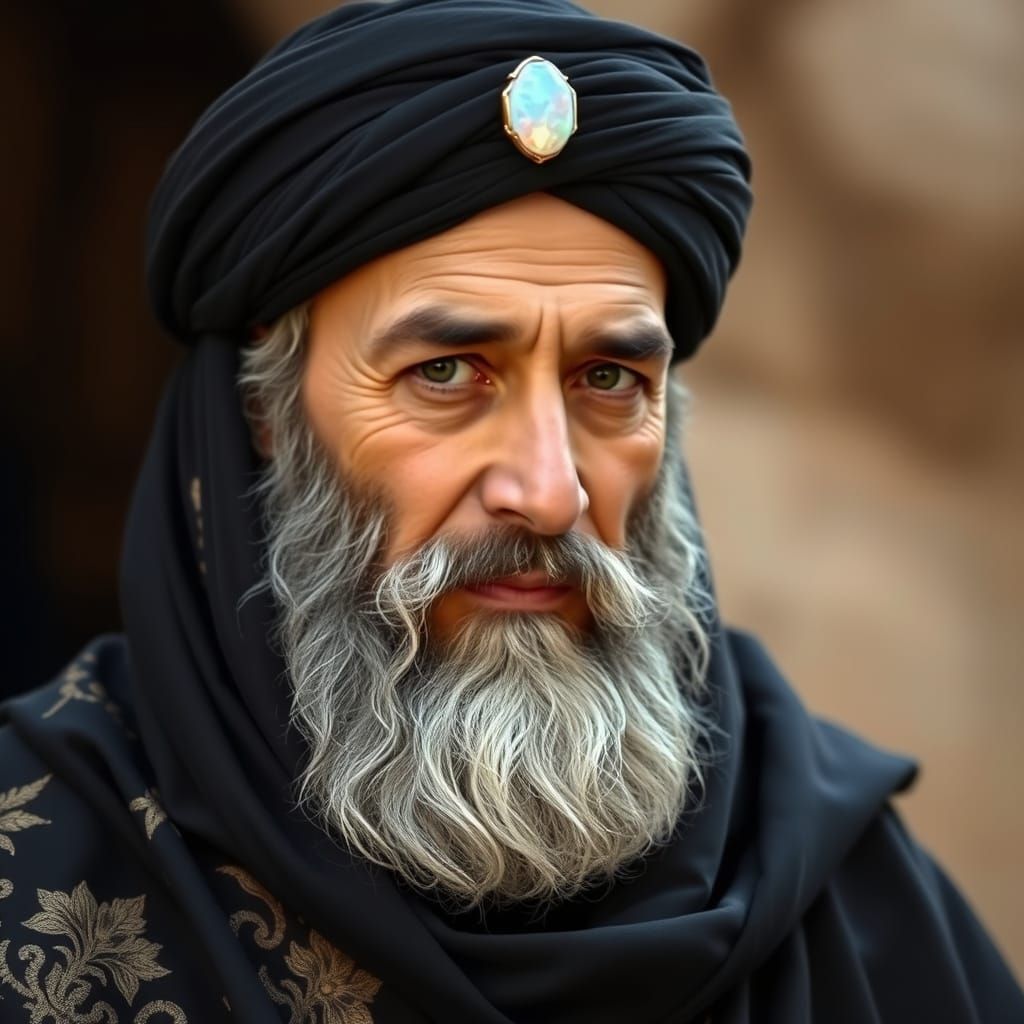 Serene Holy Man in Elegant Black Robes