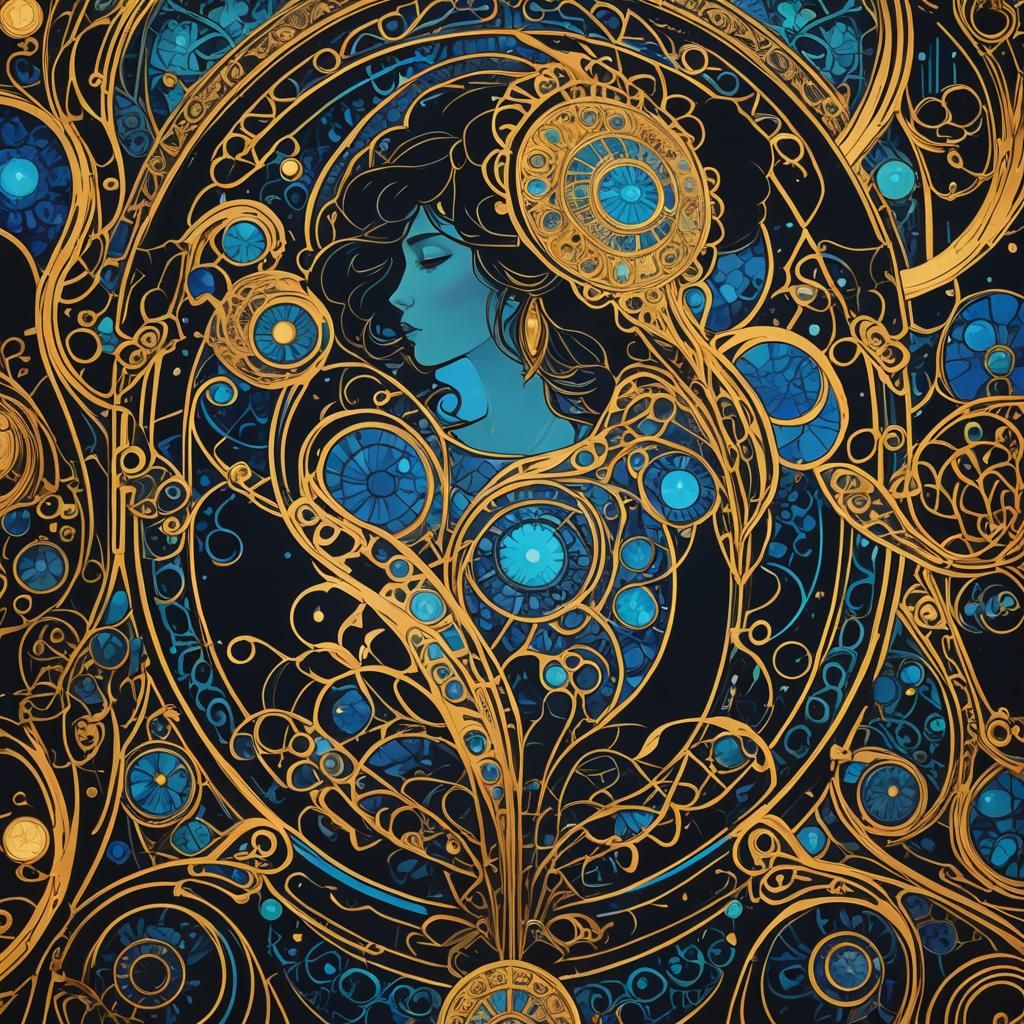 Art Nouveau Table of Contents Page with Neon Accents