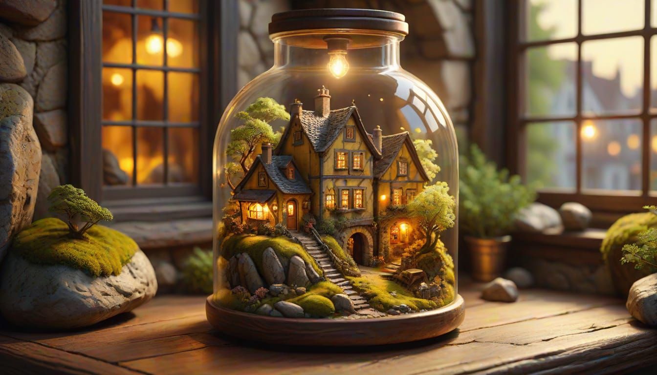 A miniature diorama of an European town 02