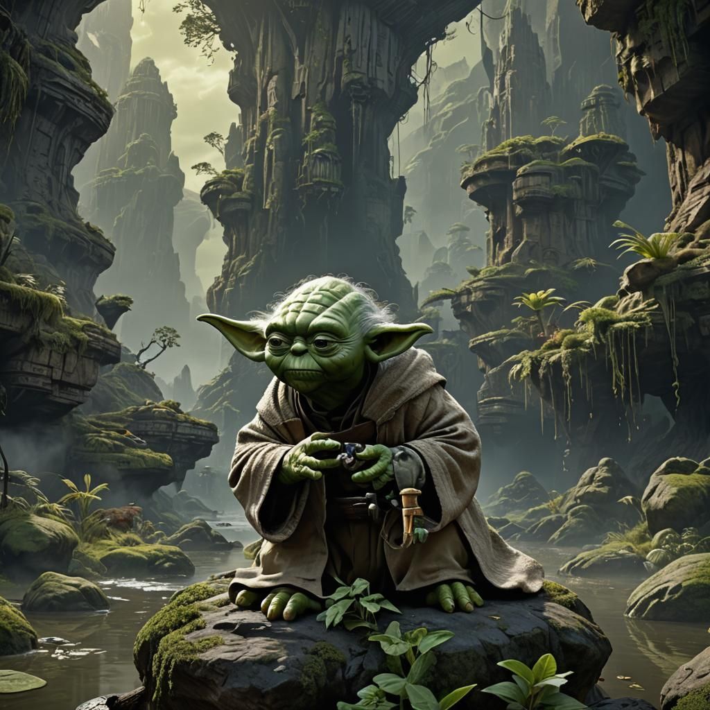 Detailed Yoda Matte Painting in 8k