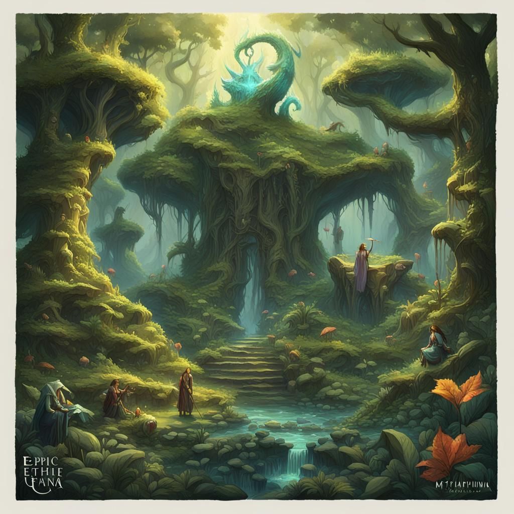 Surreal Realm of Enchanted Forests and Mythic Creatures