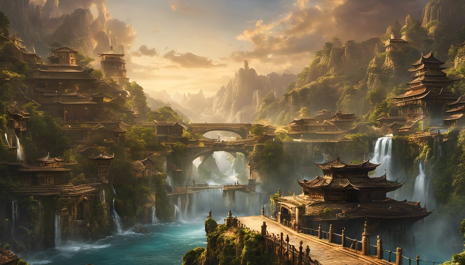 Magical Emerald City Carved into Mountainside