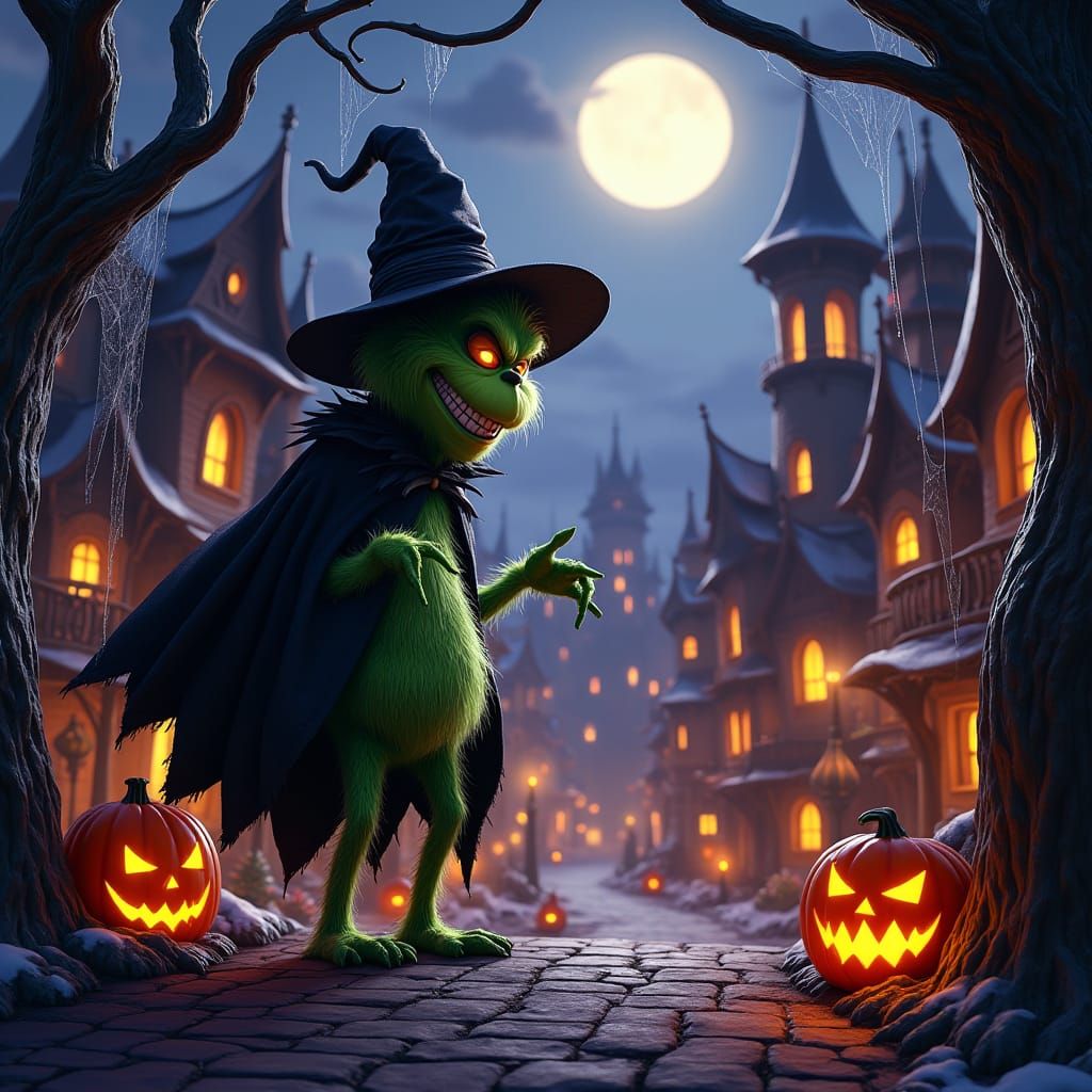 Grinch Steals Halloween in Whoville Townscape