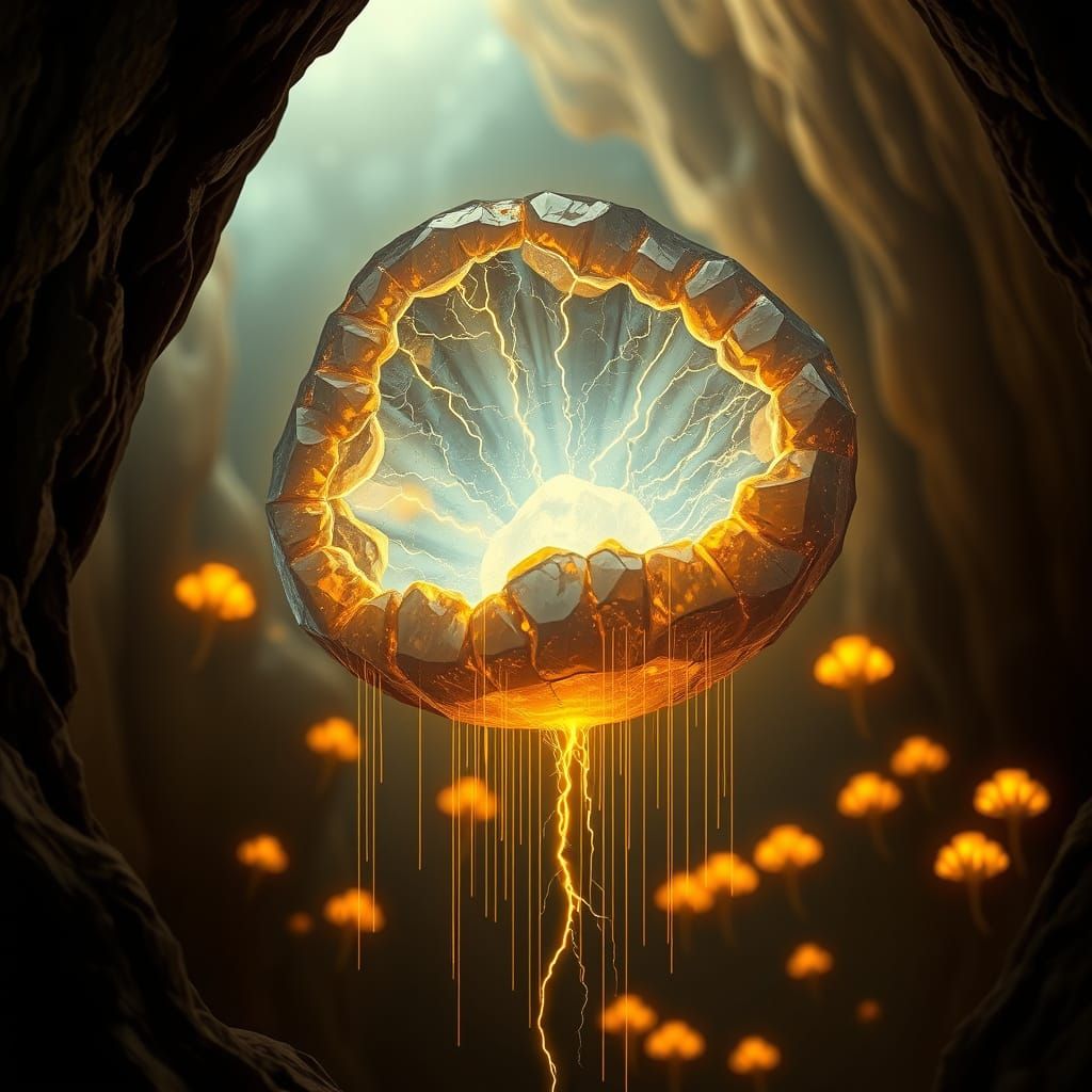 Art Nouveau Crystal Geode with Lightning