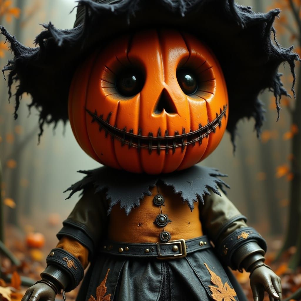 Creepy Halloween Scarecrow Doll in Dark Fantasy Style