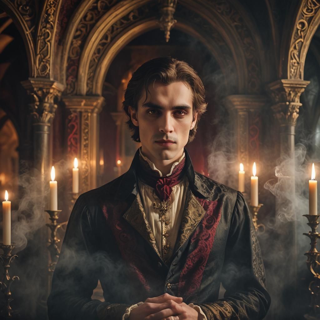 Romantic Vampire Portrait in Pre-Raphaelite Style