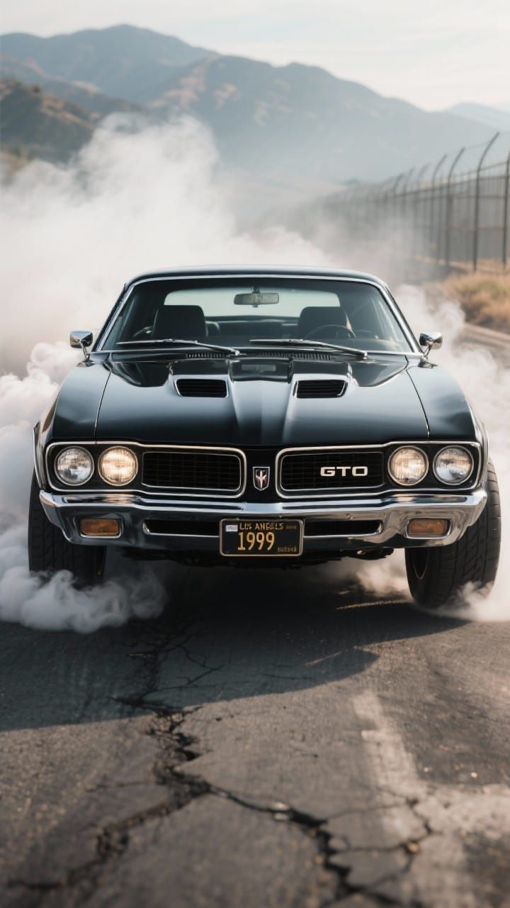 Hyper Realistic Pontiac GTO Muscle Car in Cinematic Black