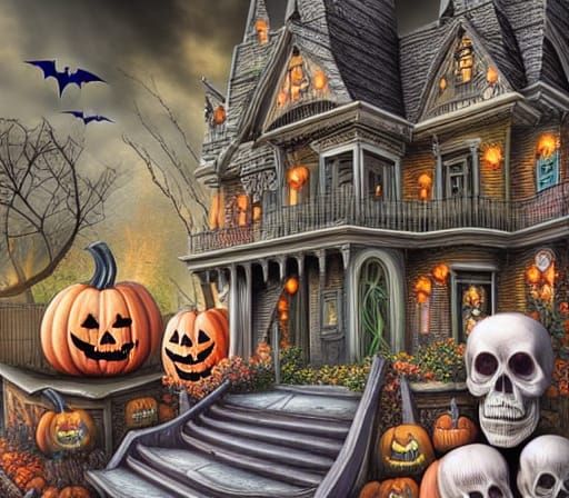 Fantasy Halloween Haunted House Digital Masterpiece
