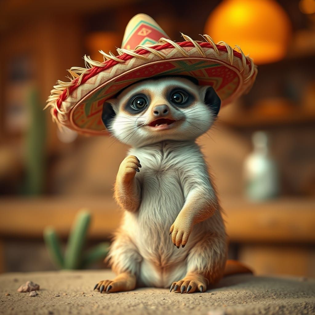 Meerkat's Desert Fiesta: Sombrero Fun in the Bar