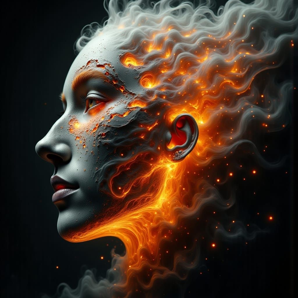 Surreal Smoke Mask in Dreamlike Digital Painting