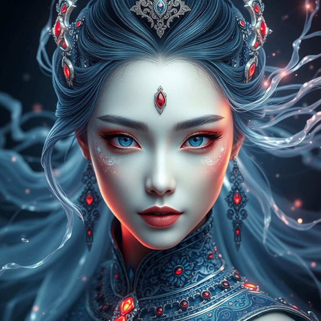 Surreal Asian Goddess of Wind and Water