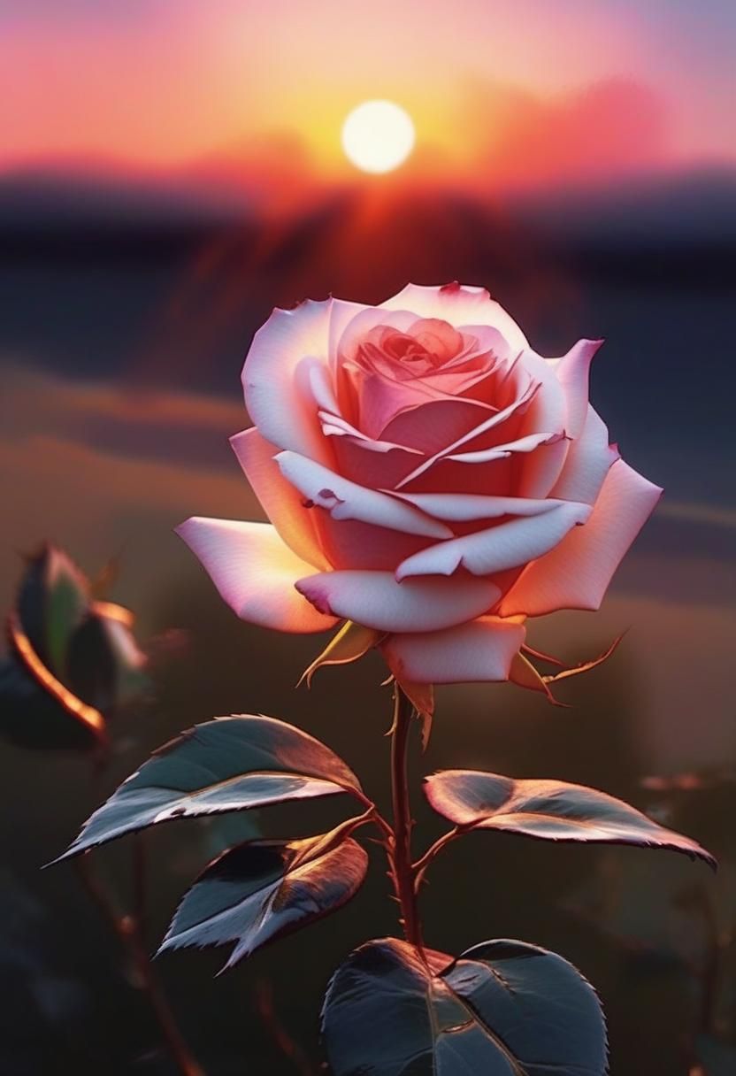 Elegant Transparent Glass Rose Sculpture