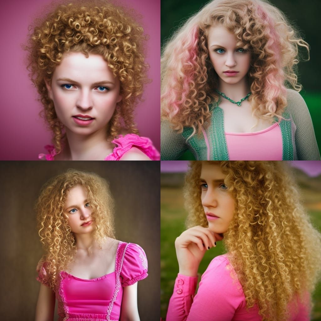 Woman with Blonde Hair and Pink Dress