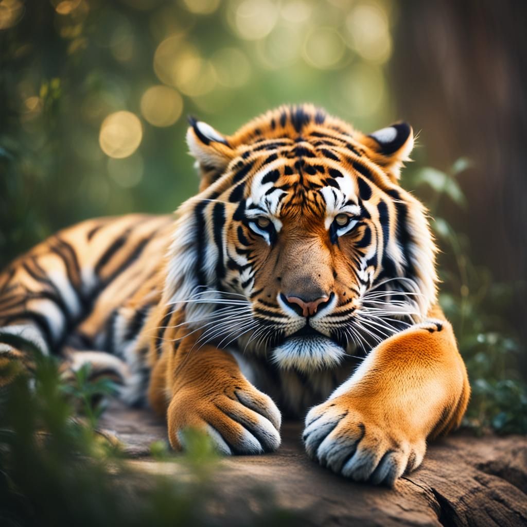 Majestic Sleeping Tiger in Natural Light