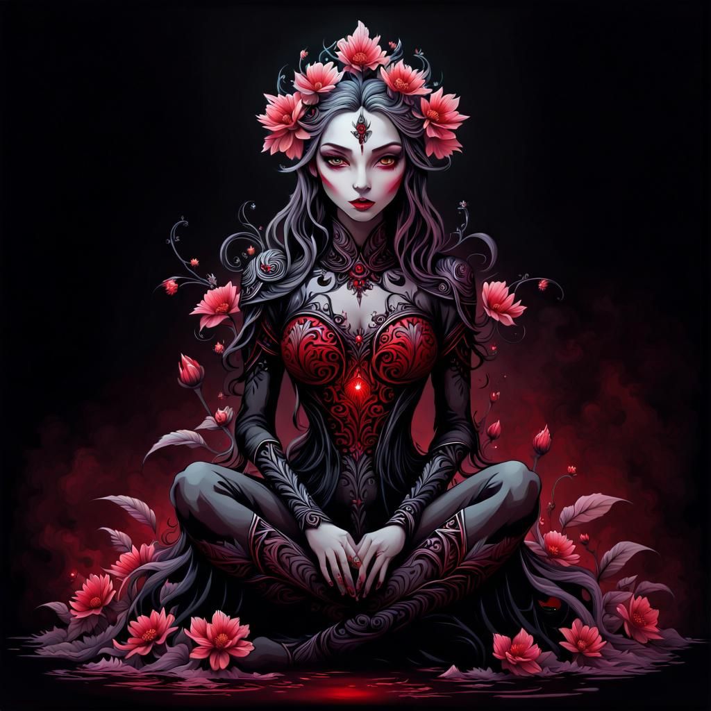 Eerie Sprite in Ghostly Wood: Smooth Ink Art