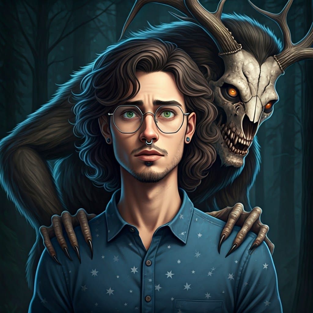 Worried Hiker Confronts the Fearsome Wendigo in the Dark Woo...