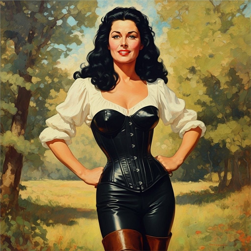 Retro Pin-Up Girl in Forest Glade