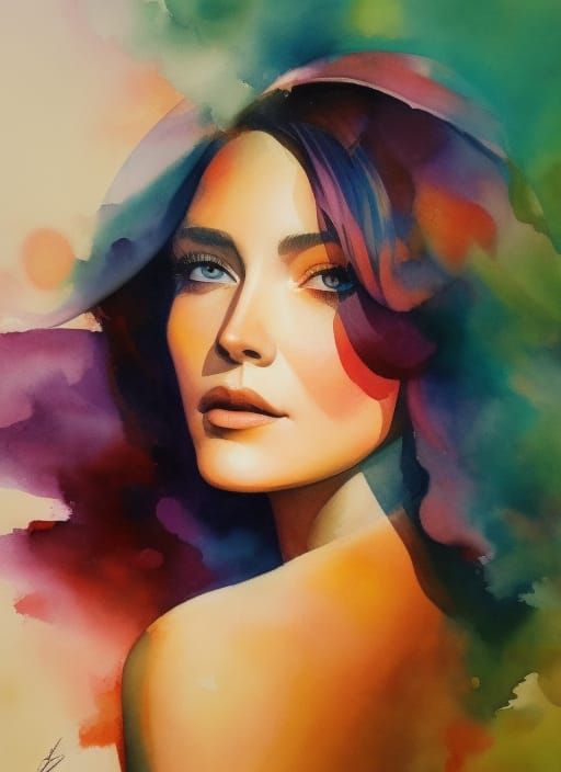 Expressionist Watercolor Portrait of Sir Donald Bradman