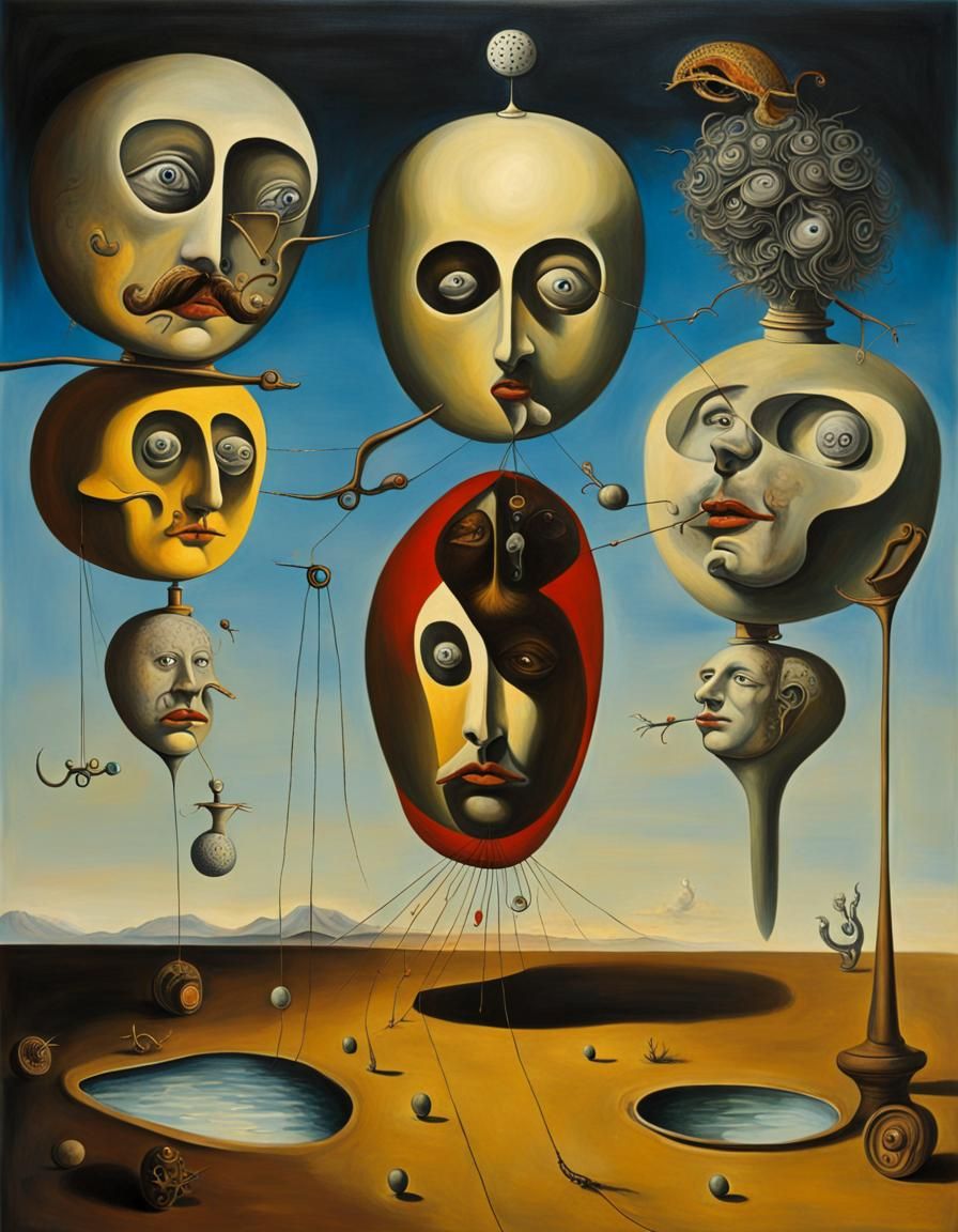 Surrealist Dreamscape Inspired by Early 20th Century Masters